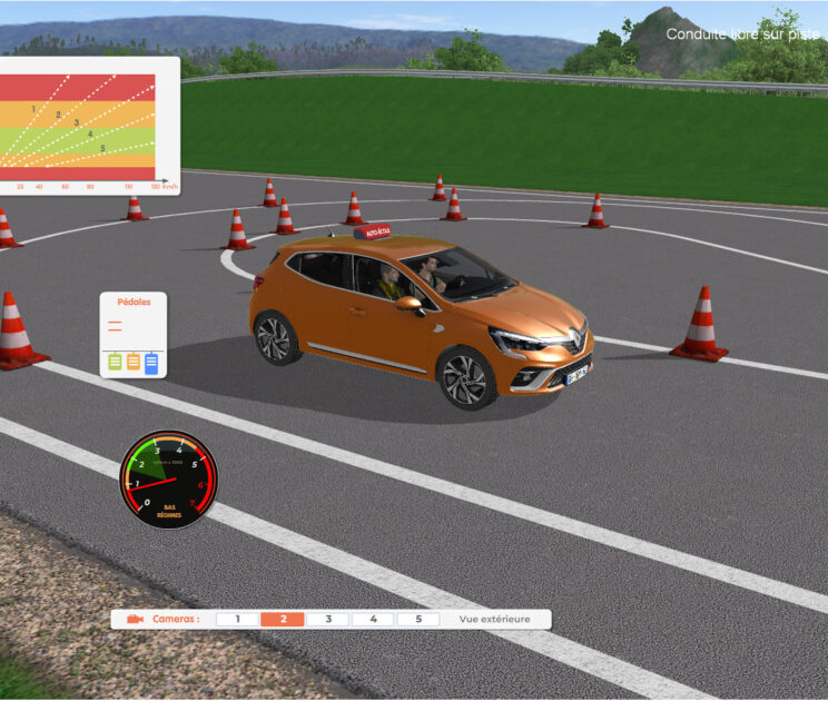 Logiciel simulateur de conduite avec entrainement à l'écoconduite