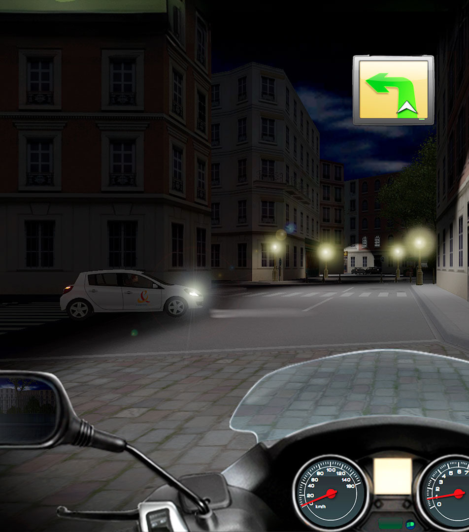 écran du simulateur de conduite simuscoot
